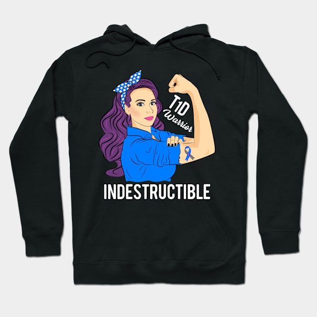 T1D Warrior Indestructible Type 1 Diabetes Awareness Hoodie by ZNOVANNA